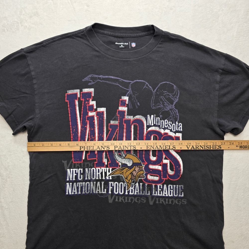 Abercrombie NFL Vikings Graphic Tee Black Streetwear XL - Picture 7 of 8